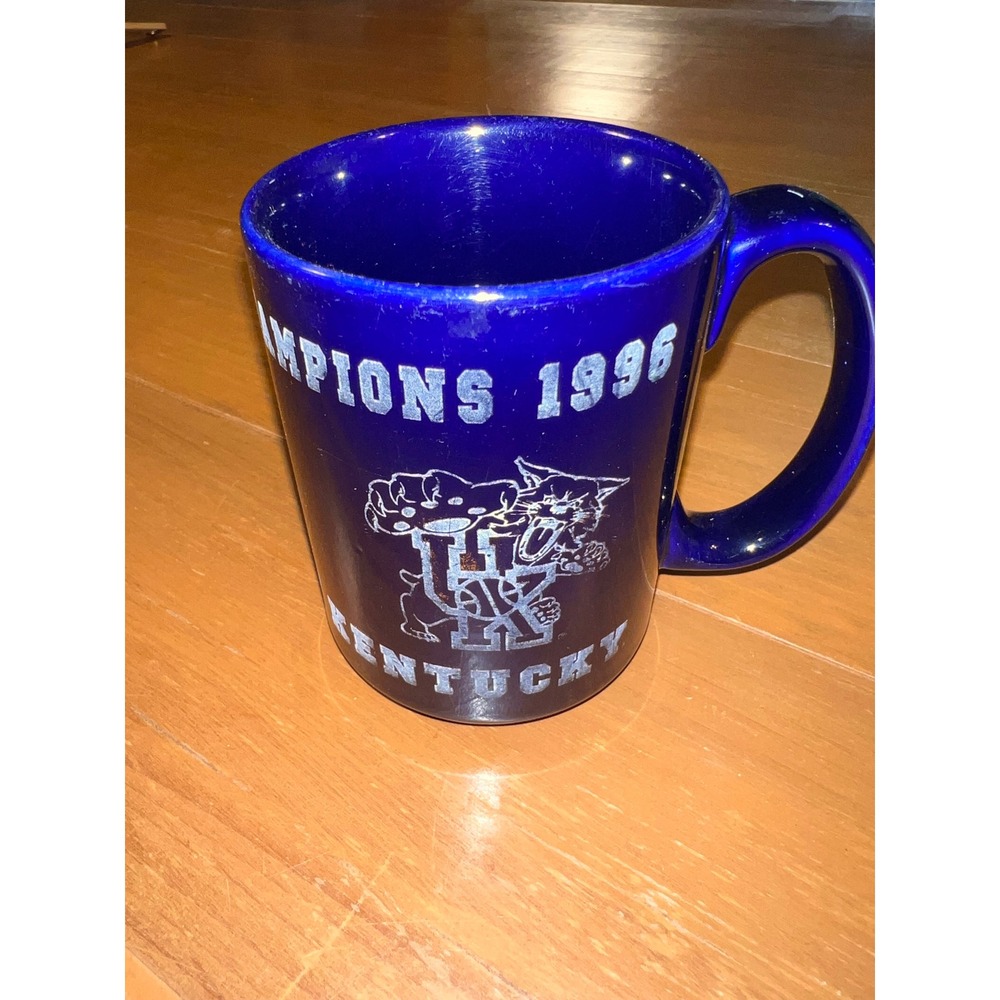 Vintage Kentucky Wildcats 1996 National Champions Coffee Mug Cobalt Blue UK NCAA